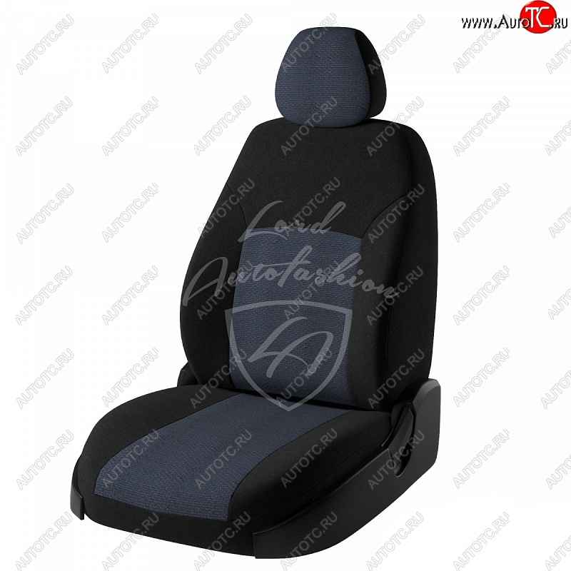 5 449 р. Чехлы для сидений Lord Autofashion Дублин (жаккард) Daewoo Nexia рестайлинг (2008-2015) (Черный, вставка Ёж Синий)  с доставкой в г. Кемерово