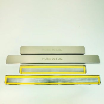 2 179 р. Накладки порожков салона INOX Daewoo Nexia рестайлинг (2008-2015) (Нержавеющая сталь)  с доставкой в г. Кемерово. Увеличить фотографию 2