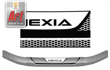 2 199 р. Дефлектор капота CA-Plastiс  Daewoo Nexia  дорестайлинг (1995-2008) (Серия Art белая)  с доставкой в г. Кемерово. Увеличить фотографию 2