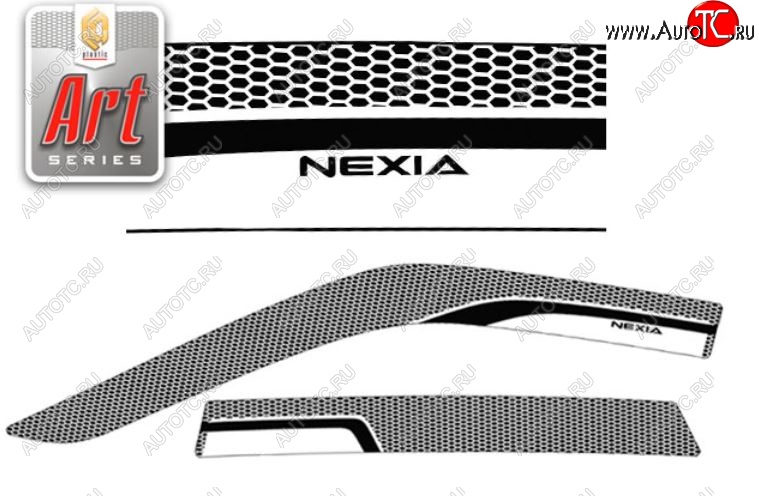 2 399 р. Дефлектор капота CA-Plastiс  Daewoo Nexia  дорестайлинг (1995-2008) (Серия Art черная, Без хром.молдинга)  с доставкой в г. Кемерово