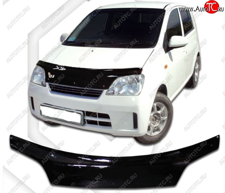 2 299 р. Дефлектор капота (кузов L250S, L250V, L260S) CA-Plastic  Daihatsu Mira (2003-2007) (Classic черный, Без надписи)  с доставкой в г. Кемерово
