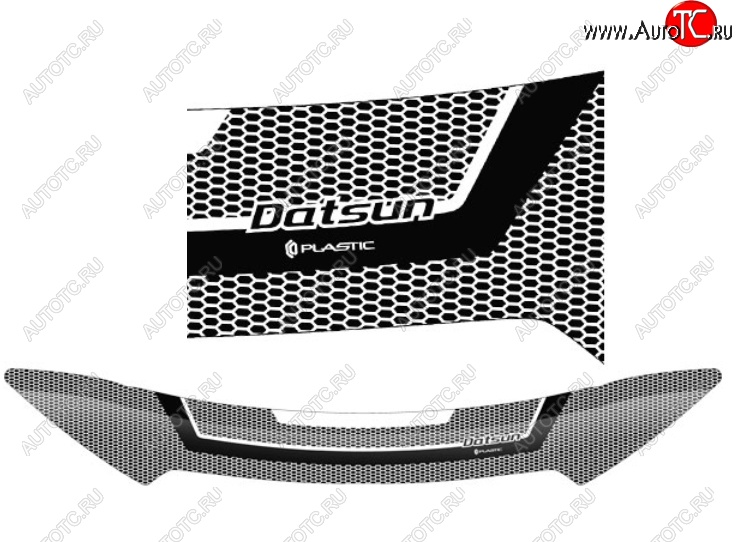 2 479 р. Дефлектор капота CA-Plastiс  Datsun on-DO (2014-2019) седан дорестайлинг (Серия Art черная)  с доставкой в г. Кемерово