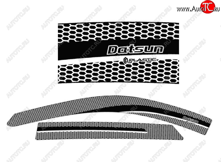 2 299 р. Дефлектора окон CA-Plastic  Datsun on-DO (2014-2021) седан дорестайлинг, седан рестайлинг (Серия Art белая, Без хром.молдинга)  с доставкой в г. Кемерово