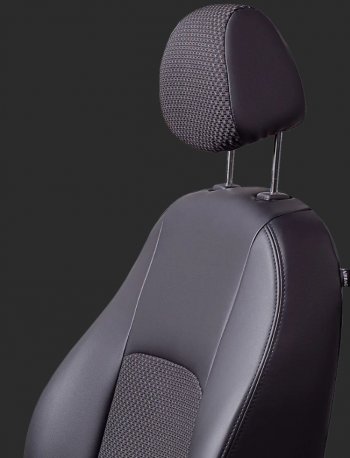 7 949 р. Чехлы для сидений Lord Autofashion Турин (экокожа/жаккард, сплошная спинка, 3 Г-образных подголовника)  Datsun on-DO (2014-2019) седан дорестайлинг (Черный, вставка жаккард Чёрный Вега)  с доставкой в г. Кемерово. Увеличить фотографию 2