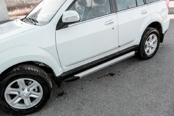 Пороги алюминиевые Slitkoff Derways Hower Н3 (2017-2019) (Optima Silver)