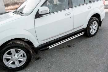Пороги алюминиевые Slitkoff Derways Hower Н3 (2017-2019) (Luxe Black)