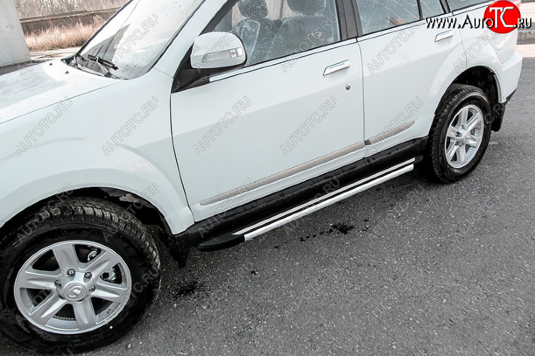 11 299 р. Пороги алюминиевые Slitkoff  Derways Hower Н3 (2017-2019) (Luxe Black)  с доставкой в г. Кемерово
