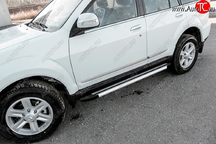 10 699 р. Пороги алюминиевые Slitkoff  Derways Hower Н3 (2017-2019) (Luxe Silver)  с доставкой в г. Кемерово