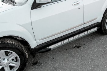 Пороги алюминиевые Slitkoff Derways Hower Н3 (2017-2019) (Standart Silver)