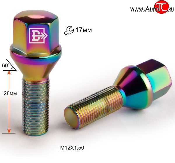 130 р. Колёсный болт длиной 28 мм Вектор M12 1.5 28 под гаечный ключ (пос.место: конус)    с доставкой в г. Кемерово