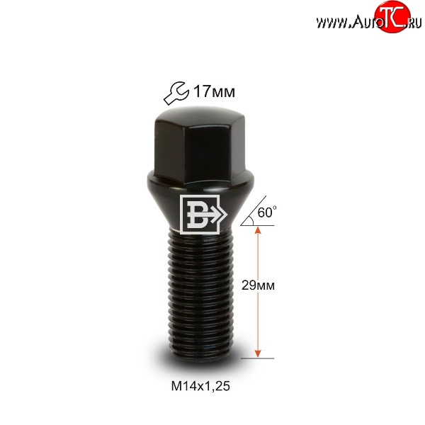 171 р. Колёсный болт длиной 29 мм Вектор M14 1.25 29 под гаечный ключ (пос.место: конус) BMW 7 серия F01-F04 седан (2008-2015)
