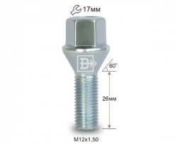 Колёсный болт длиной 26 мм Вектор M12 1.5 26 под гаечный ключ Chevrolet Equinox (2003-2009) 