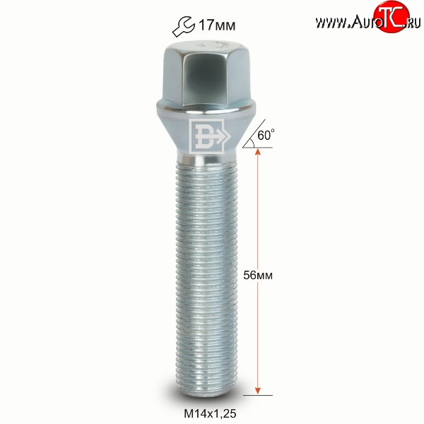 195 р. Колёсный болт длиной 56 мм Вектор M14 1.25 56 под гаечный ключ BMW 5 серия F08 (2013-2017)