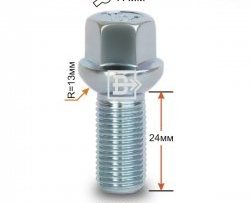 Колёсный болт длиной 24 мм Вектор (облегчённый) M14 1.5 24 под гаечный ключ Acura ZDX YB1 (2009-2013) 