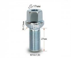 Колёсный болт длиной 27 мм Вектор M14 1.5 27 под гаечный ключ Seat Altea Freetrack (2008-2025) 