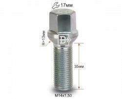 Колёсный болт длиной 35 мм Вектор M14 1.5 35 под гаечный ключ Seat Altea Freetrack (2008-2025) 