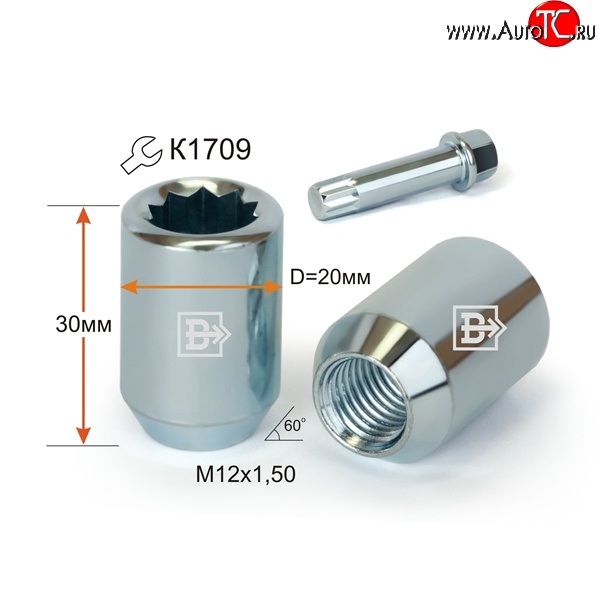 49 р. Колёсная гайка Вектор M12 1.5    с доставкой в г. Кемерово