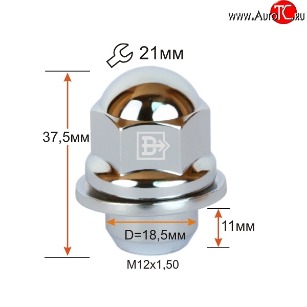 144 р. Колёсная гайка Вектор M12 1.5    с доставкой в г. Кемерово