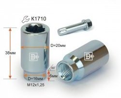 Колёсная гайка Вектор M12 1.25 Лада Гранта FL 2192 хэтчбек рестайлинг (2018-2025) 