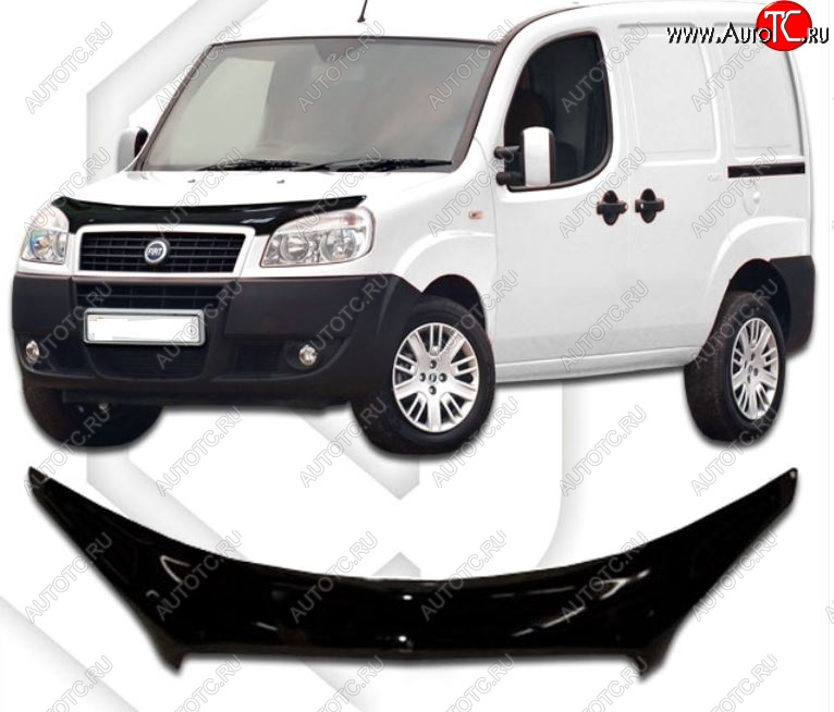 2 399 р. Дефлектор капота CA-Plastiс exclusive  Fiat Doblo  223 (2005-2016) рестайлинг (Classic черный, Без надписи)  с доставкой в г. Кемерово