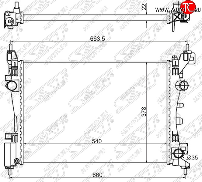 6 549 р. Радиатор двигателя SAT (пластинчатый, 1.0/1.2/1.4/1.6, МКПП/АКПП) Fiat Grande Punto (2005-2012)  с доставкой в г. Кемерово