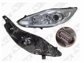 10 549 р. Левая фара (хром, с корректором) SAT Ford Fiesta 6 хэтчбэк 3 дв. дорестайлинг (2008-2013)  с доставкой в г. Кемерово. Увеличить фотографию 1