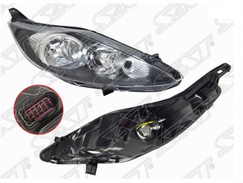 7 549 р. Правая фара (чёрная, с корректором) SAT Ford Fiesta 6 хэтчбэк 3 дв. дорестайлинг (2008-2013)  с доставкой в г. Кемерово. Увеличить фотографию 1