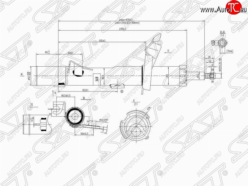 3 099 р. Правый амортизатор передний SAT Mazda 3/Axela BK дорестайлинг, хэтчбэк (2003-2006)  с доставкой в г. Кемерово