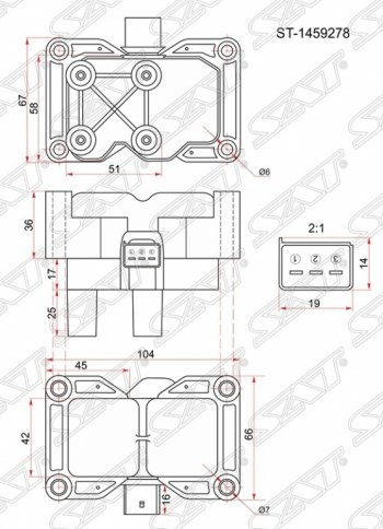 1 599 р. Катушка зажигания SAT (модуль, 1,4/1,6) Ford Fiesta 5 хэтчбэк 5 дв. дорестайлинг (2001-2005)  с доставкой в г. Кемерово. Увеличить фотографию 1