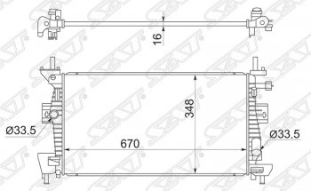 Радиатор двигателя SAT (трубчатый, 1.6/1.8/2.0, МКПП/АКПП) Ford Focus 3 универсал дорестайлинг (2010-2015)