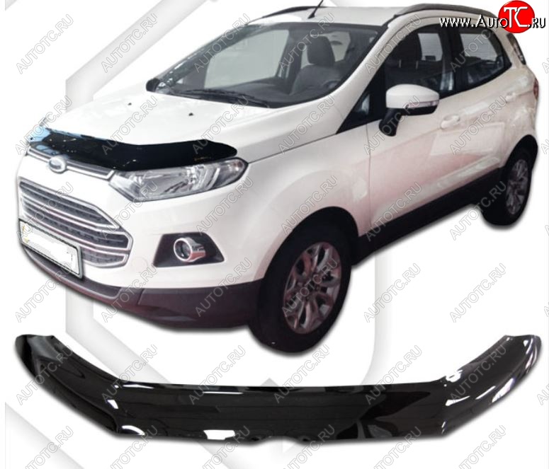 3 079 р. Дефлектор капота CA-Plastiс Ford EcoSport дорестайлинг (2013-2019) (Classic черный, Без надписи)  с доставкой в г. Кемерово