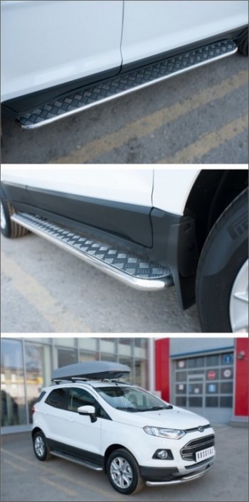35 549 р. Широкая защита порогов с трубой d42 мм SLITKOFF v3 Ford EcoSport дорестайлинг (2013-2019)  с доставкой в г. Кемерово. Увеличить фотографию 1