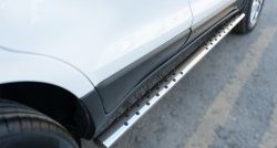 8 299 р. Защита порогов с круглыми вставками для ног из овальной трубы диаметром 75x42 мм Russtal Ford EcoSport дорестайлинг (2013-2019)  с доставкой в г. Кемерово. Увеличить фотографию 3