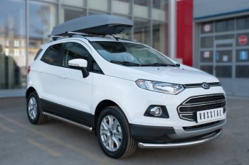 9 999 р. Защита порогов (труба D63 мм) SLITKOFF Ford EcoSport дорестайлинг (2013-2019) (Защита порогов с закругленными торцами (вариант 3))  с доставкой в г. Кемерово. Увеличить фотографию 3