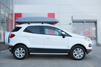 9 999 р. Защита порогов (труба D63 мм) SLITKOFF Ford EcoSport дорестайлинг (2013-2019) (Защита порогов с закругленными торцами (вариант 3))  с доставкой в г. Кемерово. Увеличить фотографию 2