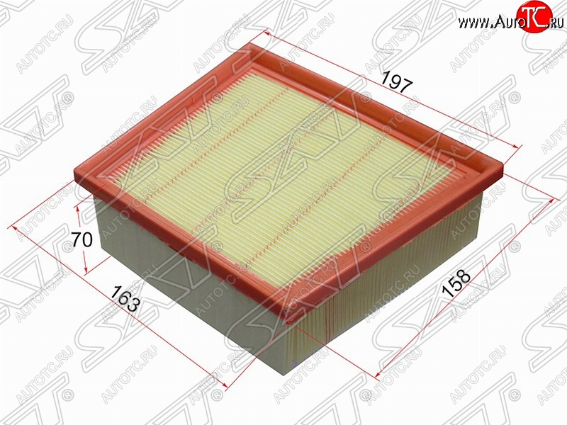 299 р. Фильтр воздушный двигателя SAT (197/163х158х70 mm)  Ford EcoSport ( B515) (2013-2019), Ford Fiesta  6 (2008-2019), Ford Fusion ( 2) (2013-2020), Mazda Demio  3 DE (2007-2014)  с доставкой в г. Кемерово