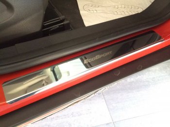 2 179 р. Накладки порожков салона INOX  Ford EcoSport ( B515) (2013-2019) дорестайлинг, рестайлинг (нержавеющая сталь)  с доставкой в г. Кемерово. Увеличить фотографию 3