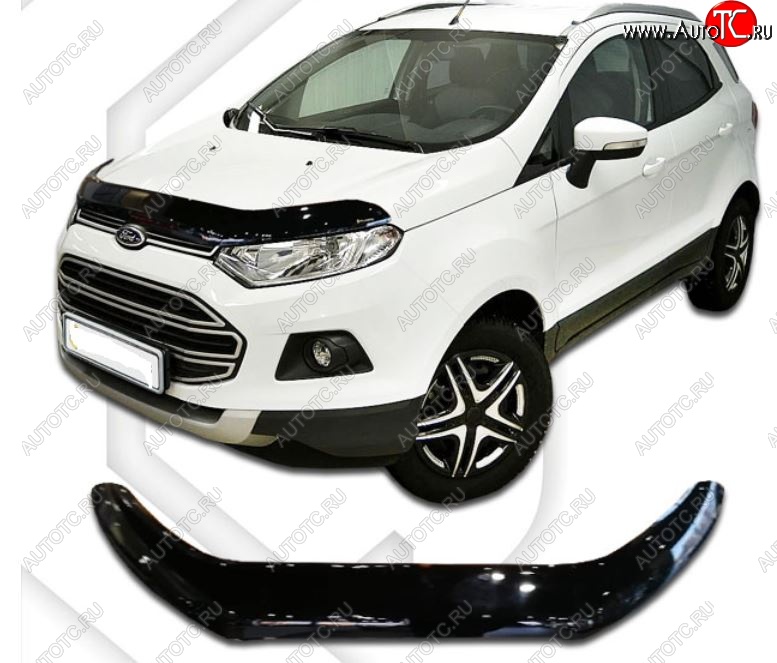 2 299 р. Дефлектор капота CA-Plastic  Ford EcoSport  B515 (2017-2019) рестайлинг (Classic черный, Без надписи)  с доставкой в г. Кемерово