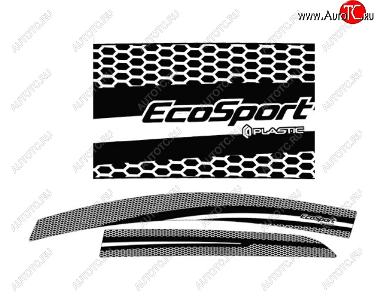 2 299 р. Дефлектора окон CA-Plastic  Ford EcoSport  B515 (2017-2019) рестайлинг (Серия Art серебро)  с доставкой в г. Кемерово