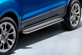 Защита порогов Slitkoff (d42, с листом) Ford EcoSport  B515 (2017-2019) рестайлинг (Нержавейка)