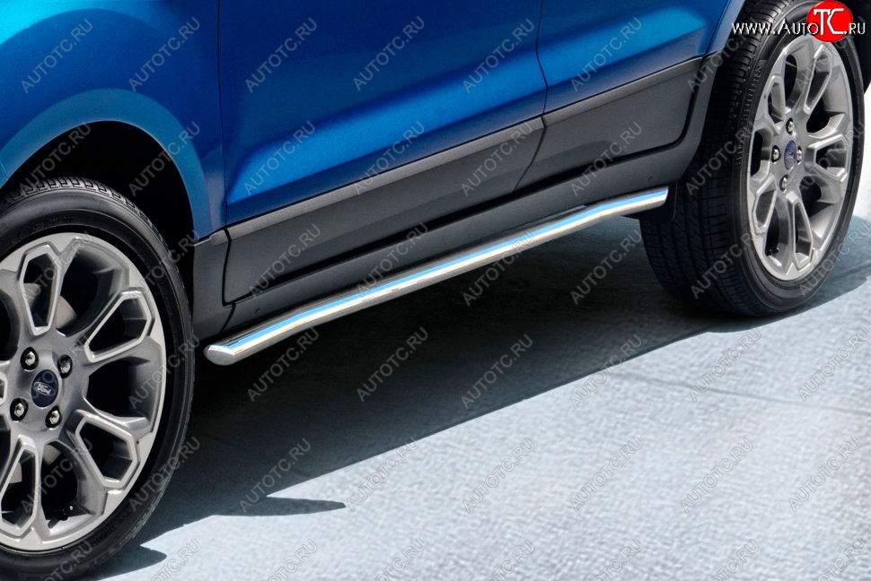 14 999 р. Защита порогов Slitkoff (d57 мм)  Ford EcoSport  B515 (2017-2019) рестайлинг (Нержавейка, Полированная)  с доставкой в г. Кемерово