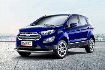 Защита заднего бампера Slitkoff (d57 мм) Ford EcoSport  B515 (2017-2019) рестайлинг