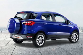 Защита заднего бампера Slitkoff (d57) Ford EcoSport  B515 (2017-2019) рестайлинг (Сталь с полимерным покрытием. Цвет: чёрный )