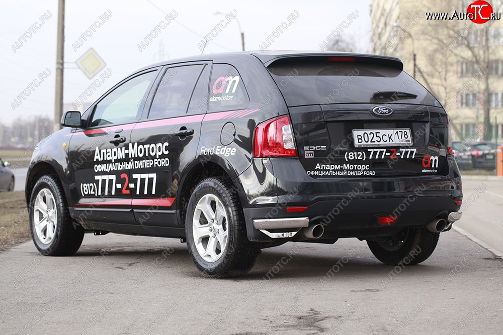 4 769 р. Защита заднего бампера уголки Souz-96 (нержавеющая сталь 60мм)  Ford Edge  U387 (2011-2015) рестайлинг  с доставкой в г. Кемерово
