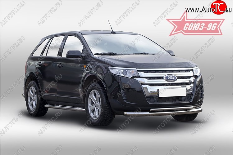 30 329 р. Защита переднего бампера двойная Souz-96 (d76/42) Ford Edge CD539 дорестайлинг (2015-2018)  с доставкой в г. Кемерово
