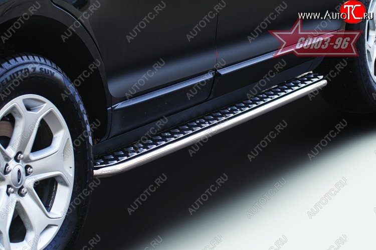 17 099 р. Защита порогов с листом Souz-96 (d42). Ford Edge CD539 дорестайлинг (2015-2018)  с доставкой в г. Кемерово