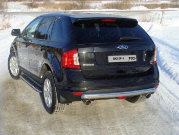 Защита заднего бампера (овальная) ТСС 75х42 мм Ford Edge  CD539 (2015-2018) дорестайлинг