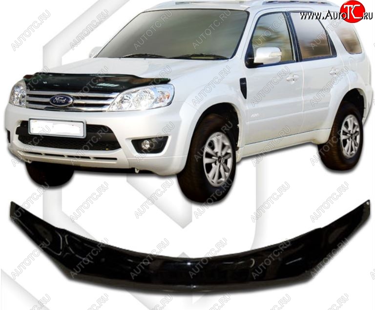 2 199 р. Дефлектор капота ( exclusive Europe) CA-Plastic Ford Escape 2 (2008-2012) (серия exclusive  Classic черный, Без надписи)  с доставкой в г. Кемерово