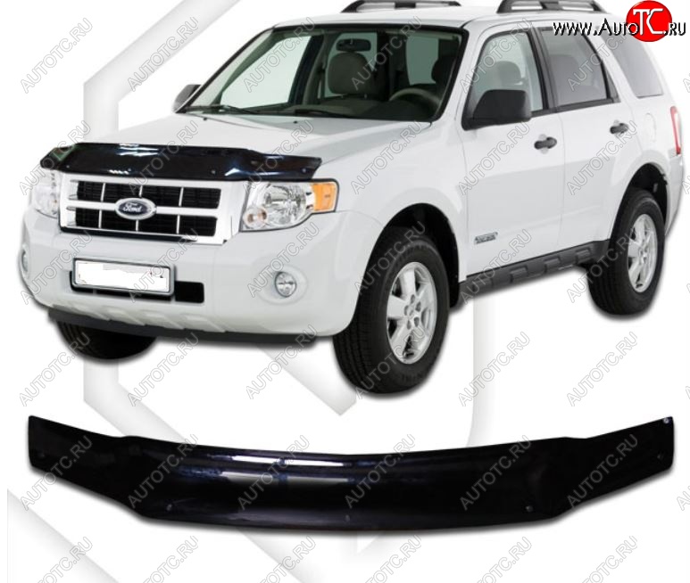 2 969 р. Дефлектор капота (USA) CA-Plastiс exclusive Ford Escape 2 (2008-2012) (Classic черный, Без надписи)  с доставкой в г. Кемерово