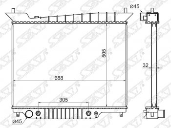 Радиатор двигателя SAT (пластинчатый, с кондиционером, МКПП/АКПП) Ford Expedition U222 (2002-2006)